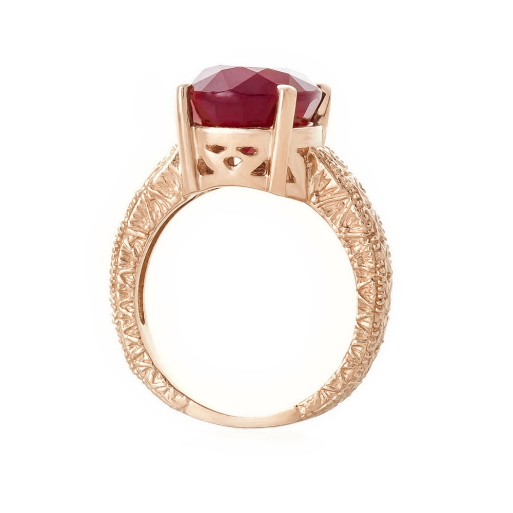 14K. SOLID GOLD RING WITH NATURAL OVAL RUBY (Rose Gold) - Picture 2 of 3